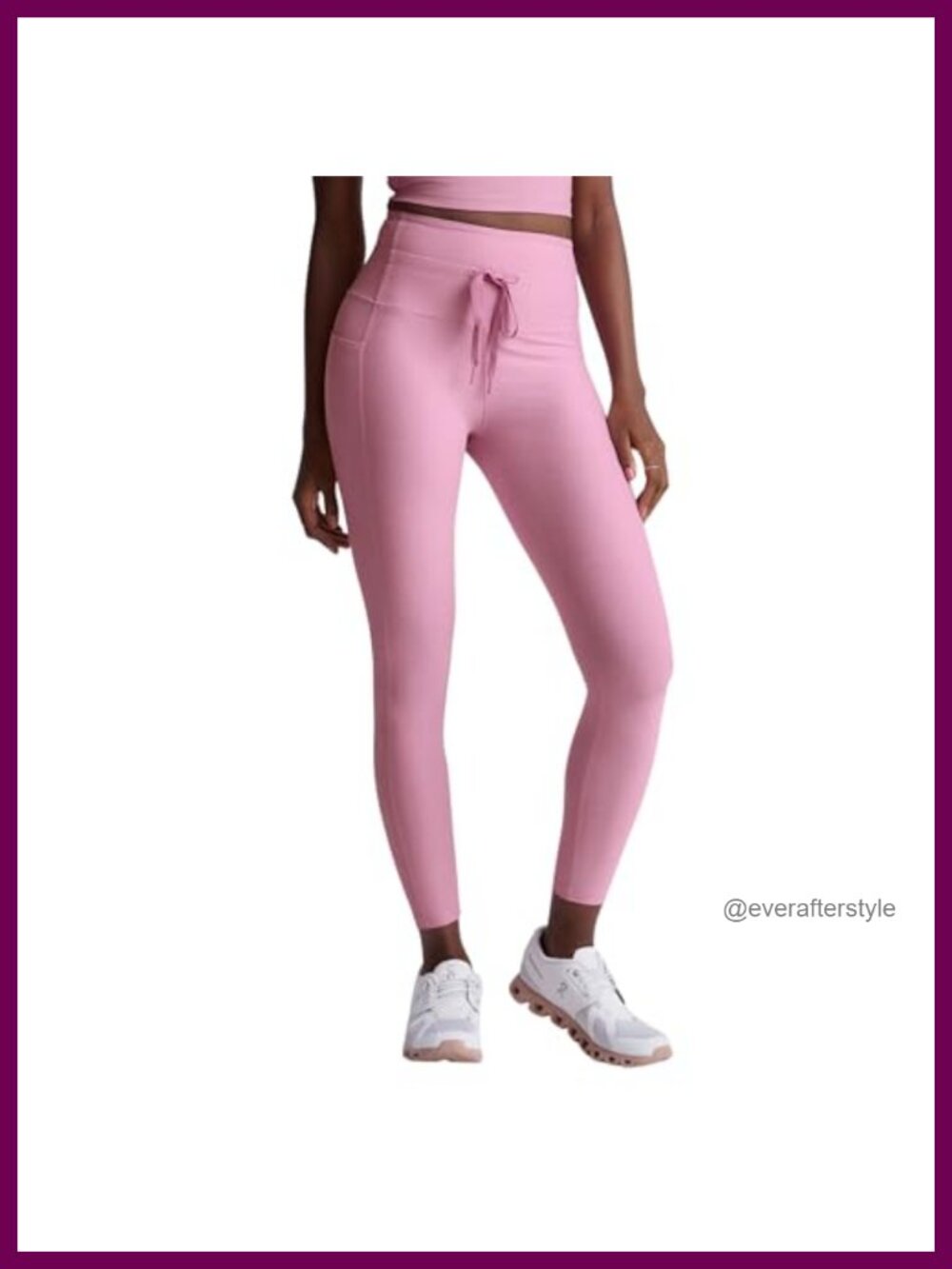 High Waist Midi Leggings with Pockets, Drawstring, 4-Way Stretch